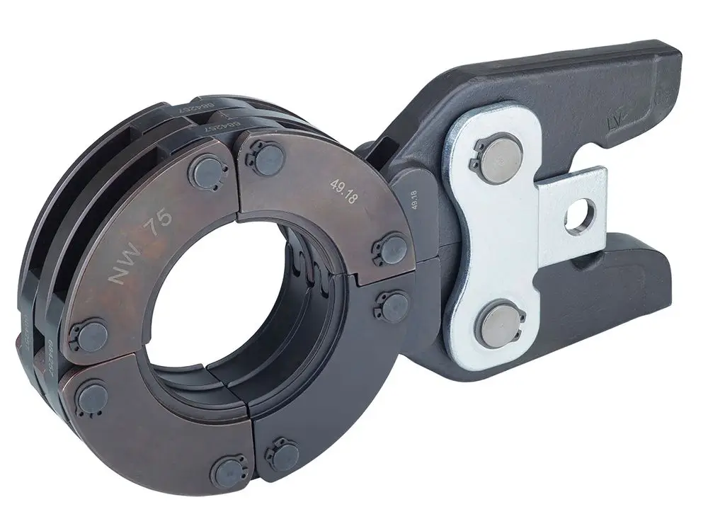Pressbacke von Fränkische mit einem segmentierten Design, verwendet für zuverlässige Verbindungen in Rohrsystemen, erkennbar durch die spezielle Kontur und robuste Konstruktion.